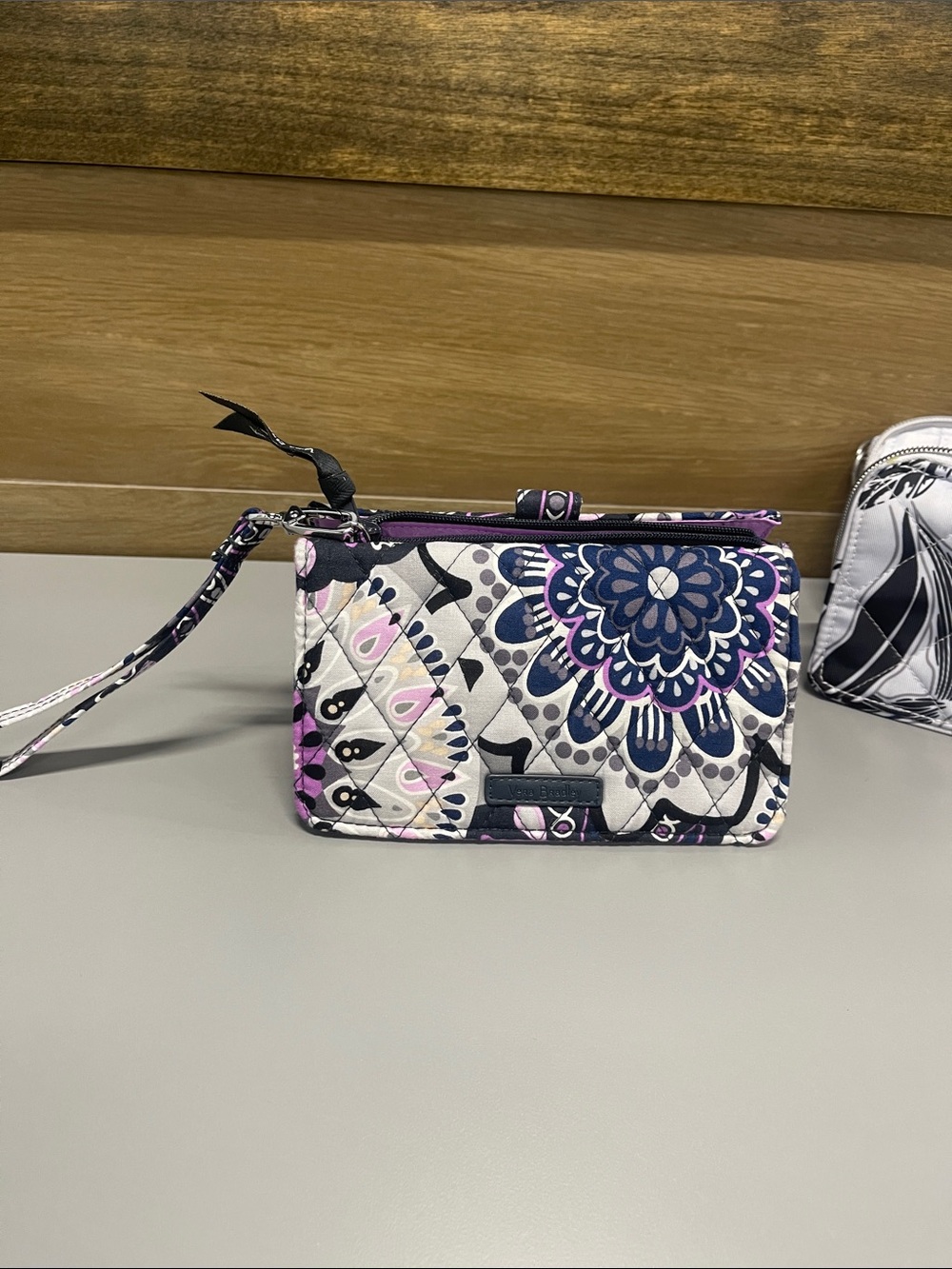 Vera Bradley Navy, Purple & Pink Quilted Floral Wristlet Wallet - Picture 2 of 9